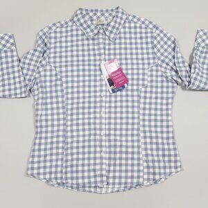 Riders by Lee Women's Shirt XL Blue White NWT Slimming Button-Down